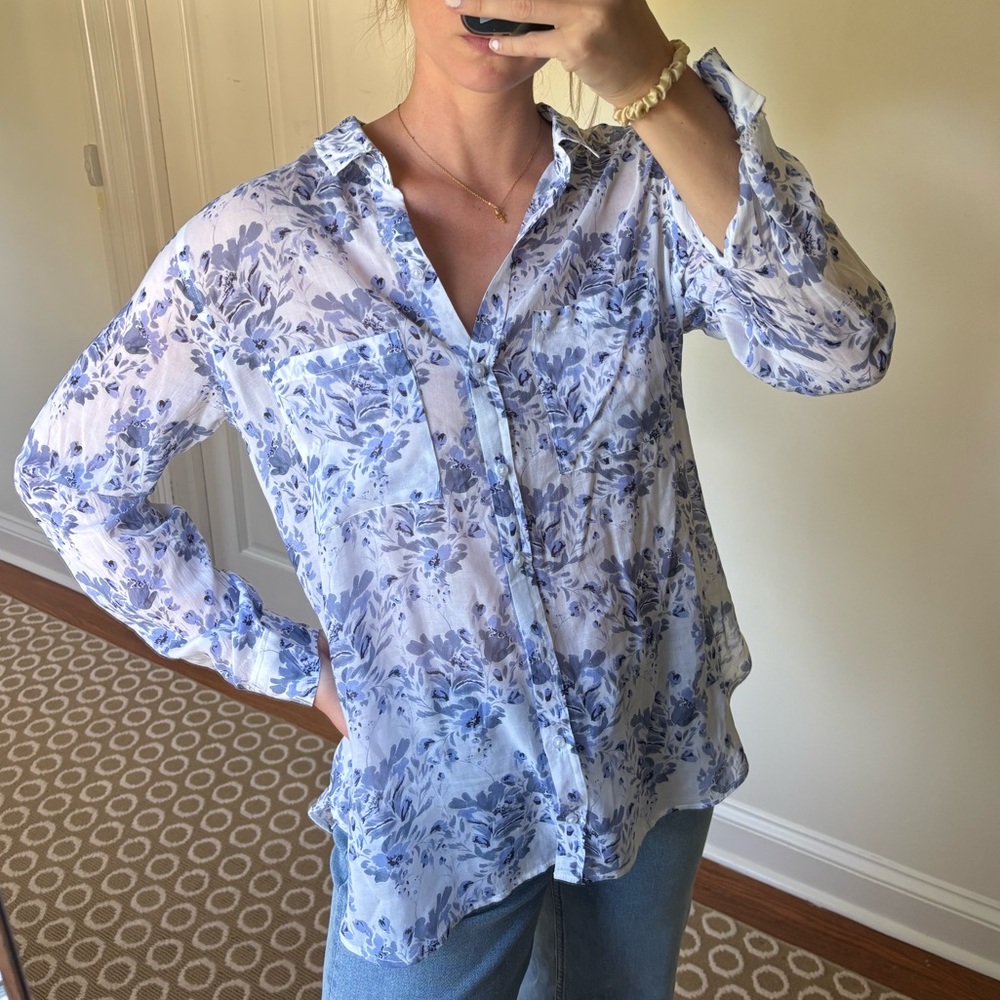 Floral Blue Blouse
